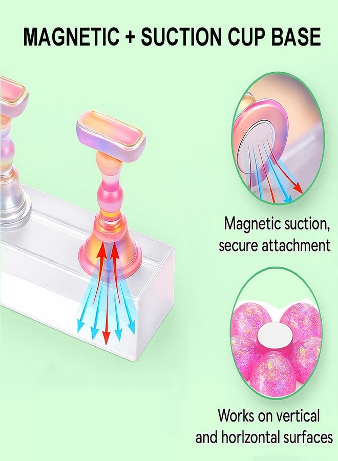 HomTop Nail Stand for Press On Nails – 2 Set Acrylic Nail Holders for Nail Art Practice, 10 Nail Stands, 60Pcs Reusable Putty, Flower Shaped Base & Tweezers, Nail Art Tool Kit for Salon & Home - Image 2